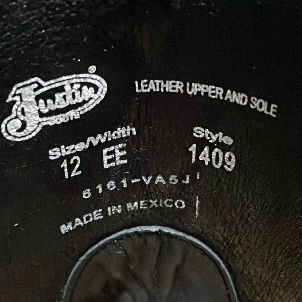 12EE Justin Cowboy Boots - Picture 5 of 5